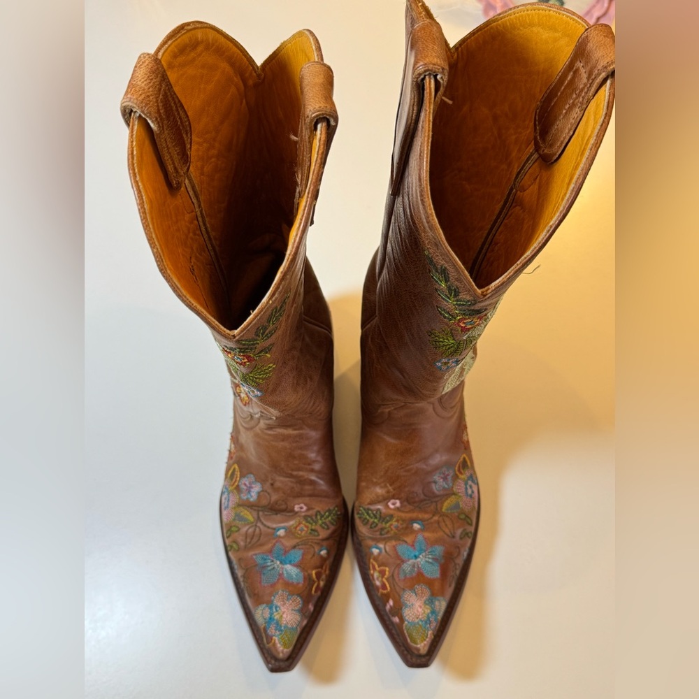 Old Gringo Eden Floral Embroidered Brown Cowboy Boots Size 7 - Picture 13 of 15